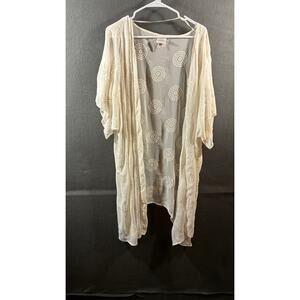 knox rose women kimono xl cream sheer western coastal cottage beach festival